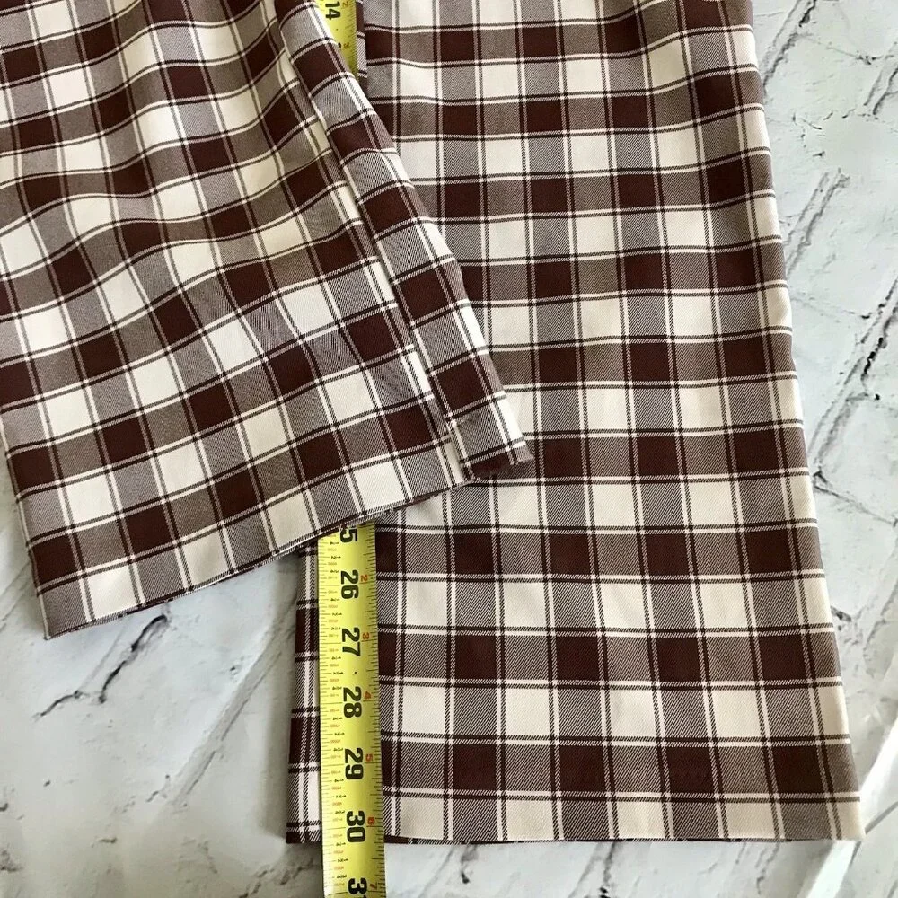 Urban Outfitters Check Plaid Trousers Size 0 Women’s Pants Brown - Picture 8 of 9